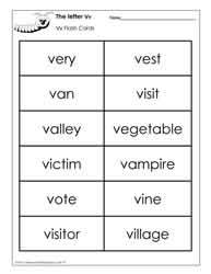 Word Wall Words for the Letter V